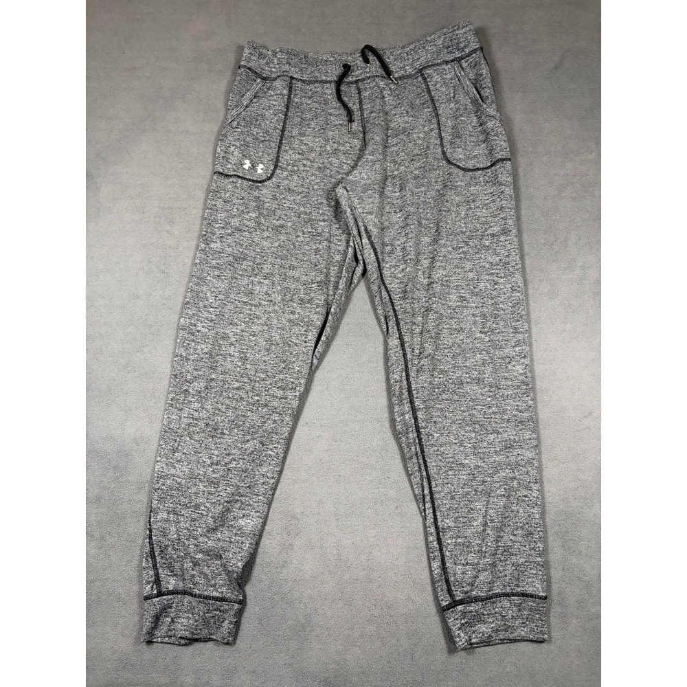 Under Armour Jogger Pants Womens Large Gray HeatGear Loose Fit Drawstring
